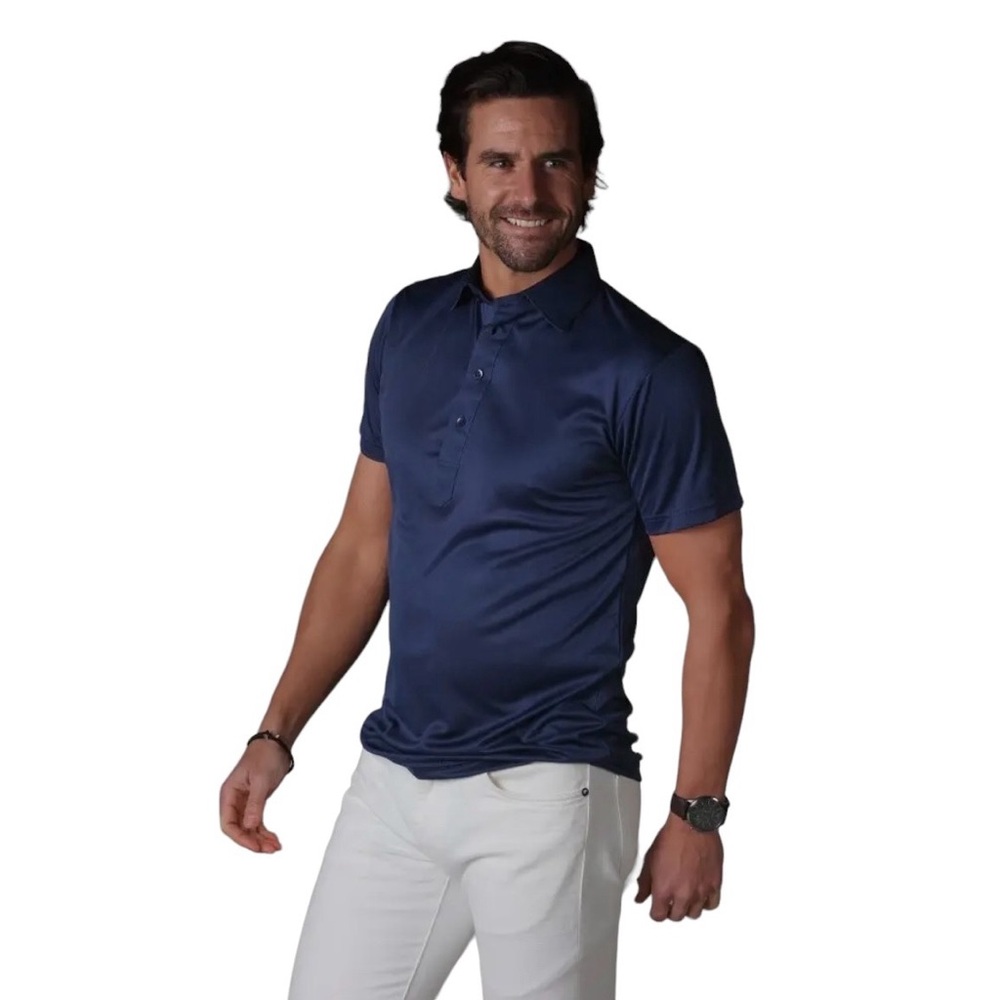 Men's Collars & Co Navy Semi-Spread Collar Polo